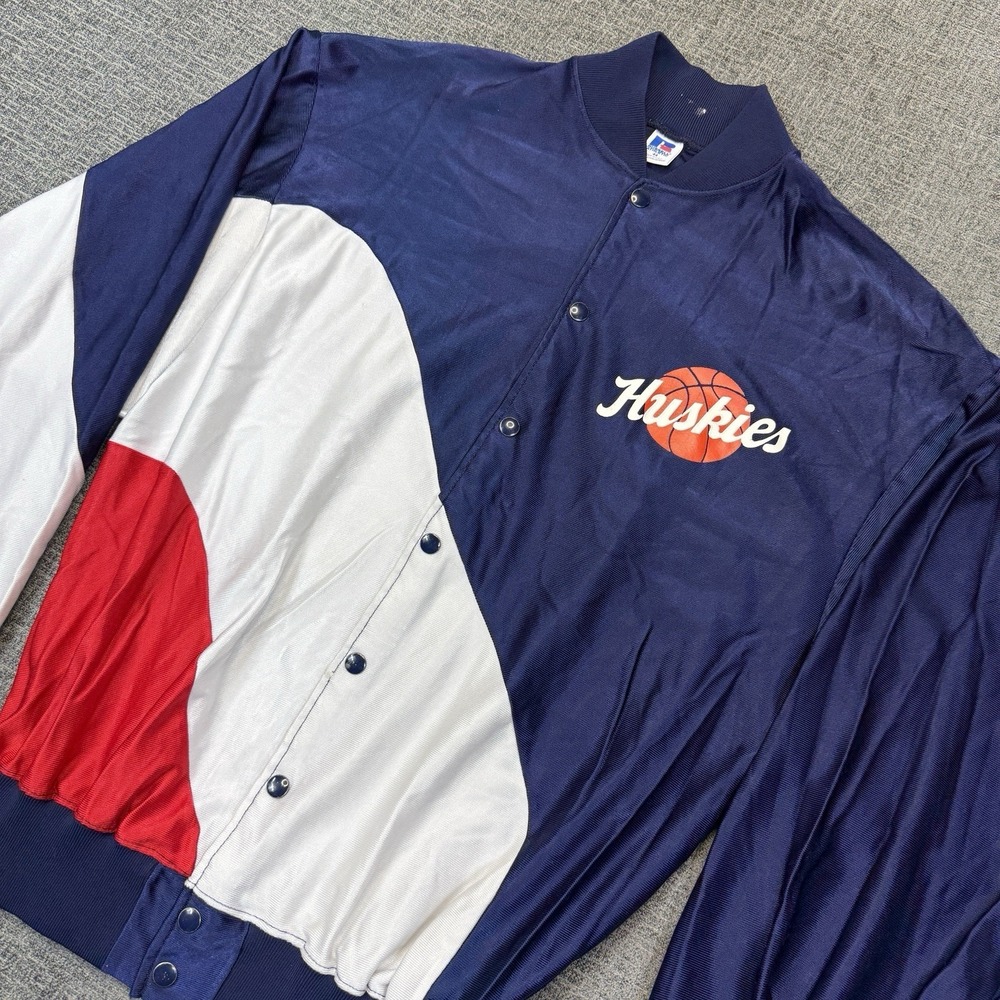 Vintage Russell Athletic Huskies Basketball‎ Warm Up Jacket Made In USA Blue